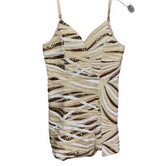 Sequin Split Skirt/Romper faux dress by Luxell.  Size: Medium. - Picture 7 of 7